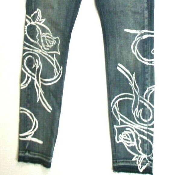Fidelity Denim Jeans Sola Rebel Floral Mid Rise Ankle Dry Clean Women’s Size 27 - Picture 3 of 11